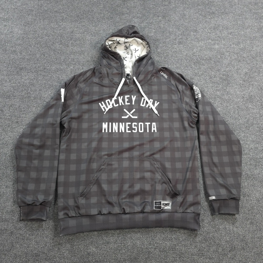UNRL Hoodie Mens L Gray Hockey Day Minnesota Silk Series Performance Pullover